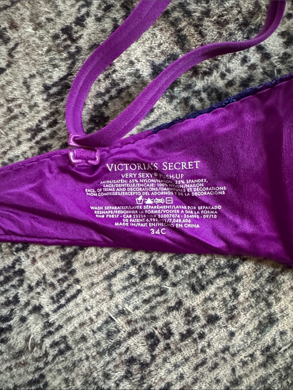 Victoria's Secret Vibrant Purple Satin Push-Up Bra with Beaded Lace - Picture 4 of 4